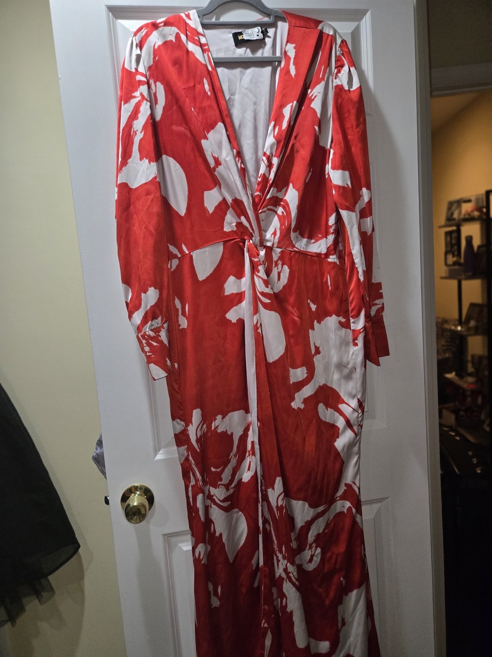 Melissa Satin Maxi Dress - Fashion Nova Red and White Twist-Front Maxi Dress